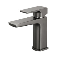 Mykonos contemporary basin sink mixer tap with waste - gunmetal grey