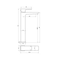 Mykonos basin mixer tap high rise - gunmetal grey