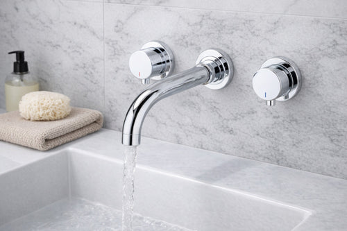 Zara contemporary wall mounted basin mixer tap (3TH) - chrome