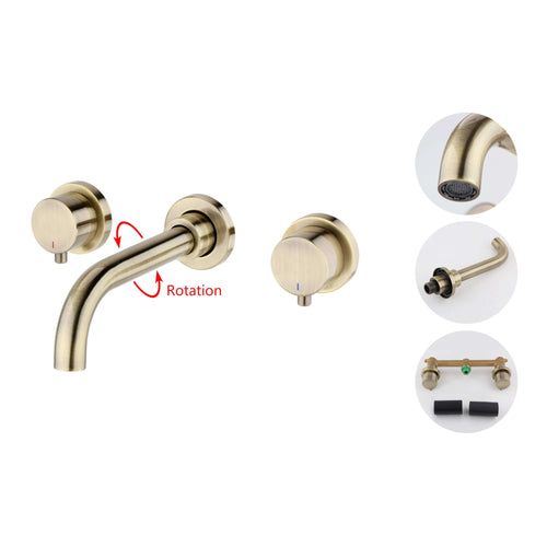 Buy Zara contemporary wall mounted basin mixer tap (3TH) - antique brass online UK