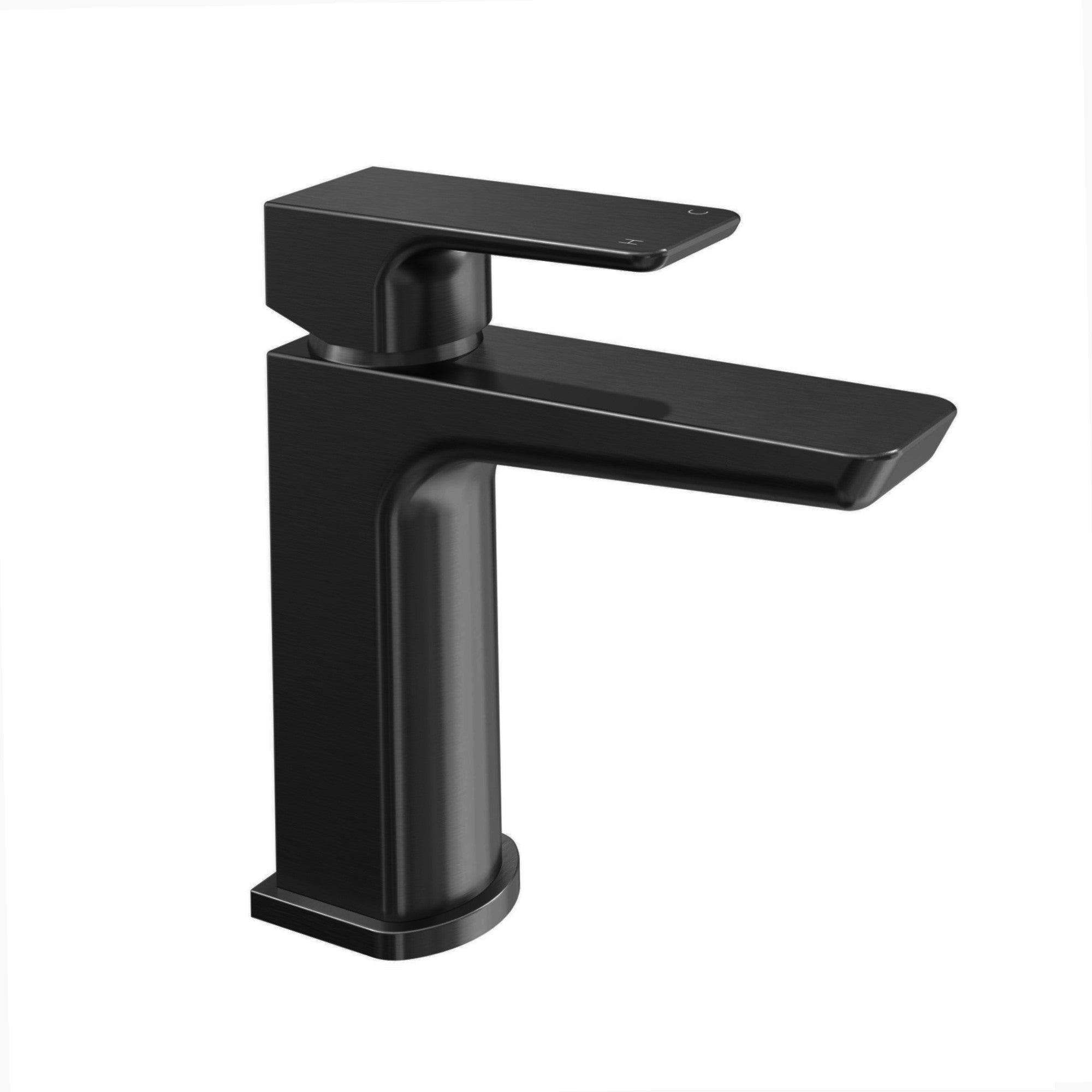 Mykonos contemporary basin sink mixer tap with waste - matt black