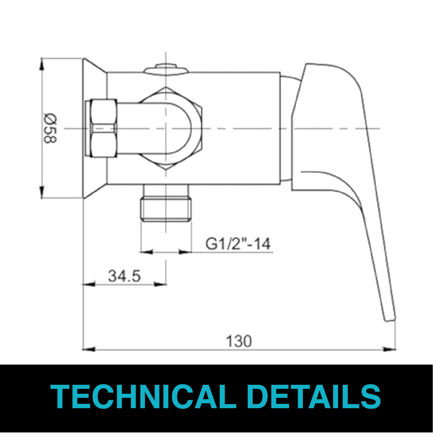 Cruze exposed shower mixer valve tap - chrome