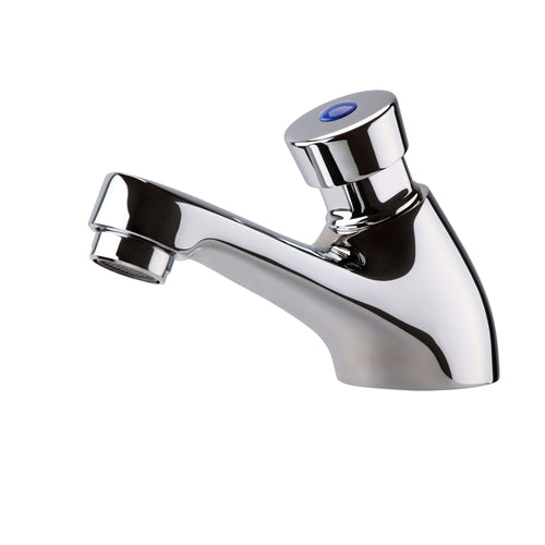 Buy Ergo non concussive basin single pillar tap time adjustable - chrome (hot & cold indicators) online UK