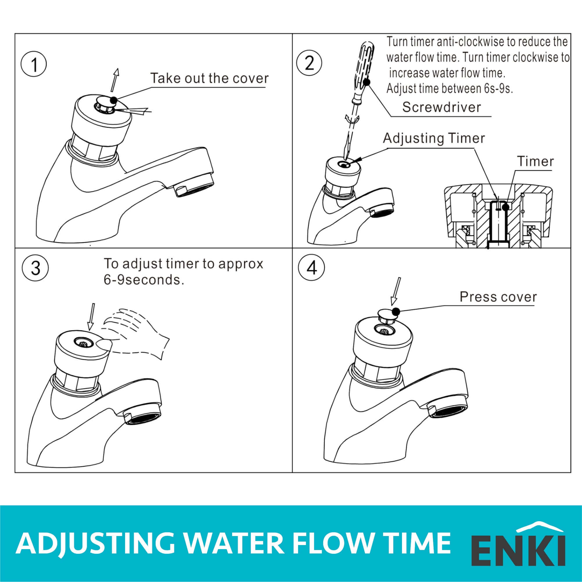 Chrome Single Pillar Push Down Tap: Monobloc - Self-Closing