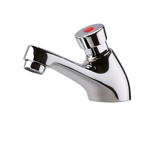 Buy Ergo non concussive twin hot & cold pillar basin taps time adjustable - chrome online UK