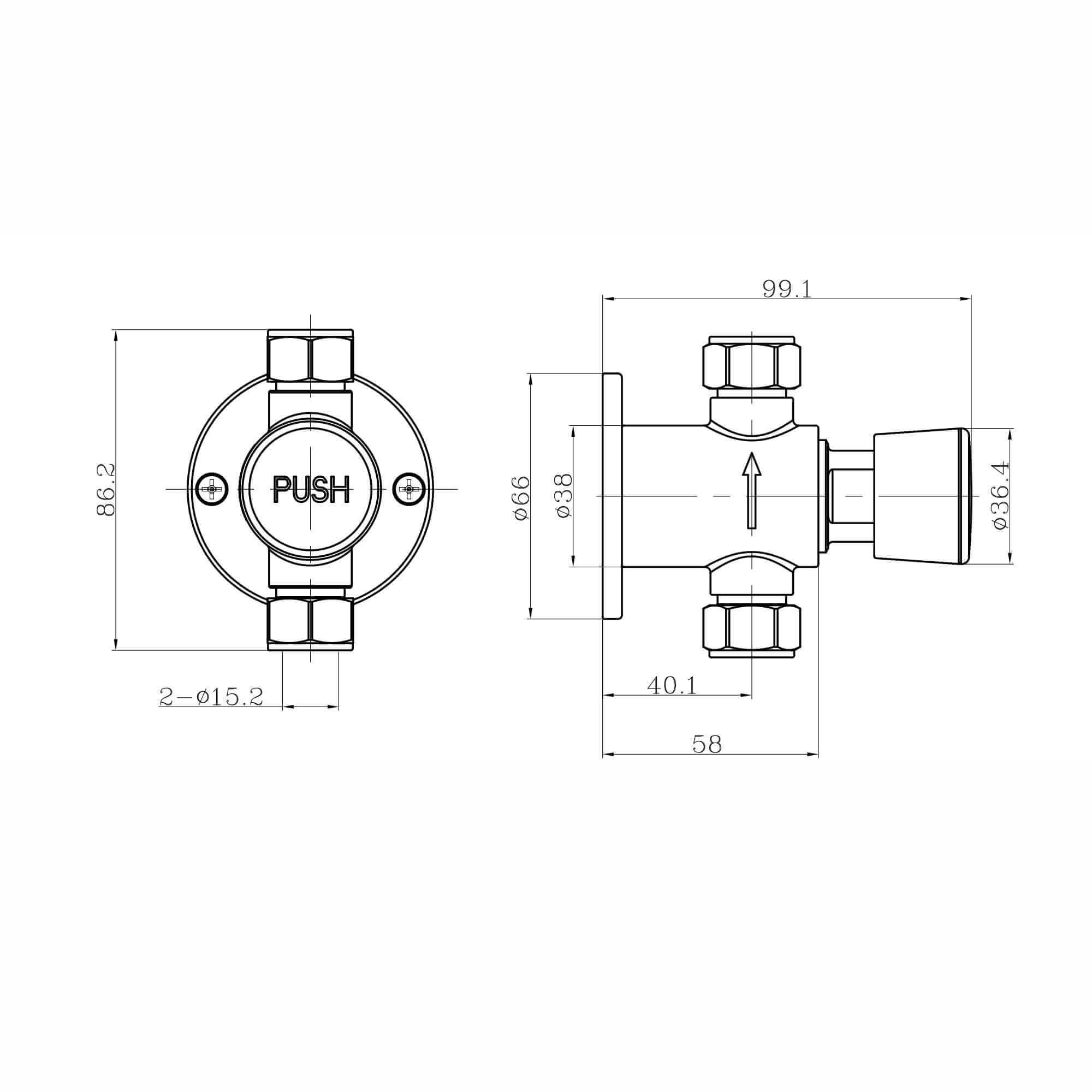 Vision non concussive time adjustable shower valve exposed - chrome