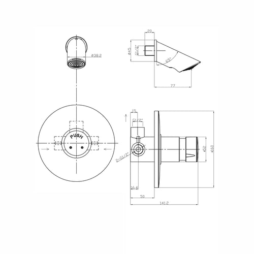 Buy Vision non concussive time adjustable shower mixer kit concealed - chrome online UK