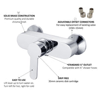 Apollo wall mount shower mixer tap - chrome (no handset)