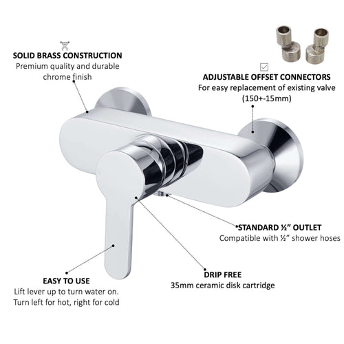 Buy Apollo wall mount shower mixer tap - chrome (no handset) online UK
