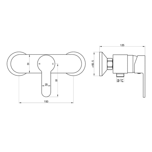 Buy Apollo wall mount shower mixer tap - chrome (no handset) online UK