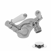 Downton bidet mixer tap with rod operated waste - chrome