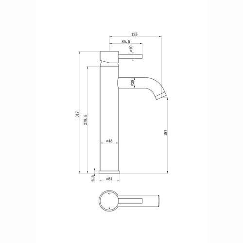 Buy Zara basin mixer tap high rise - matt black online UK