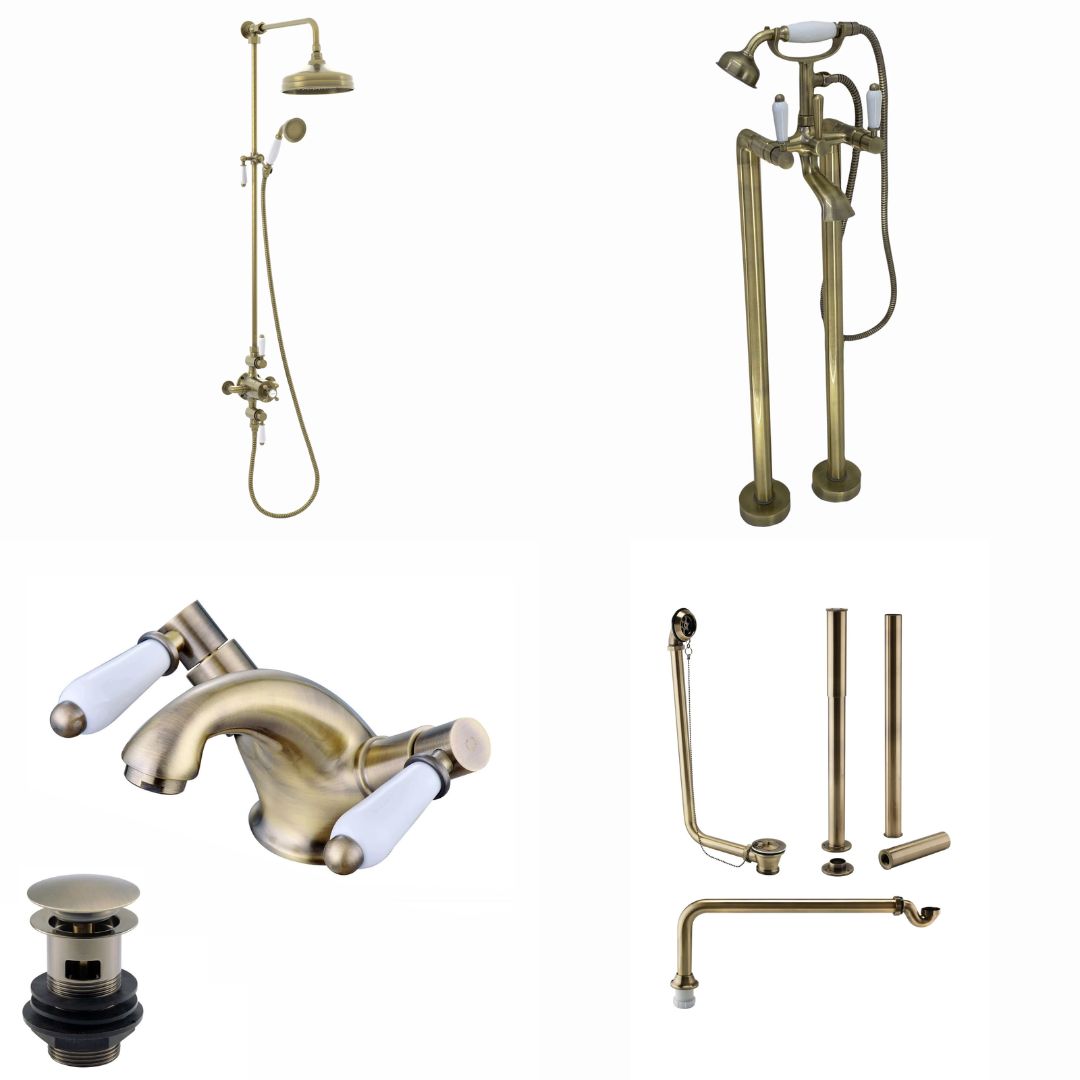 DOWNTON big shower bundle antique brass