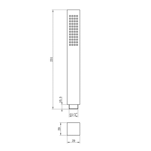Buy Square pencil design hand shower modern - black online UK