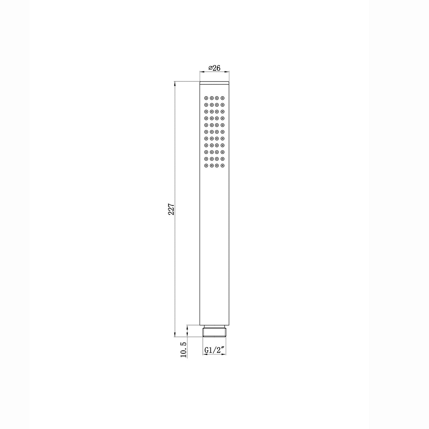 Round pencil hand shower with rubber jets - brushed brass