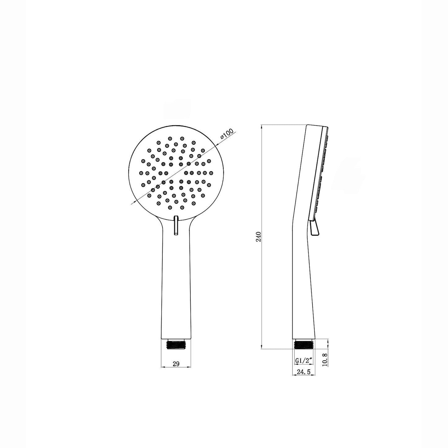 Modern round multi function hand shower 3 setting - gunmetal grey