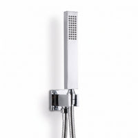 Luxury brass rectangular hand shower kit incl. hose and wall bracket with outlet for concealed installation - chrome