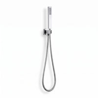 Luxury brass rectangular hand shower kit incl. hose and wall bracket with outlet for concealed installation - chrome