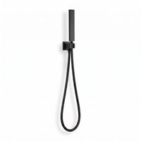 Luxury brass rectangular hand shower kit incl. hose and wall bracket with outlet for concealed installation - black