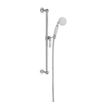 Traditional Shower Slider Rail Kit Lever Design With Brass White Ceramic Handset and Hose - Chrome