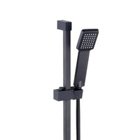 Square Design Shower Slider Riser Rail Kit With Handset And Hose - Black