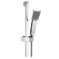 Square design shower slider riser rail kit with handset and hose - chrome