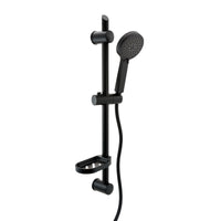 Adjustable Shower Slider Riser Rail Kit With 3 Setting Shower Head, Hose and Soap Holder - Black