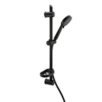 Adjustable Shower Slider Riser Rail Kit With 3 Setting Shower Head, Hose and Soap Holder - Black