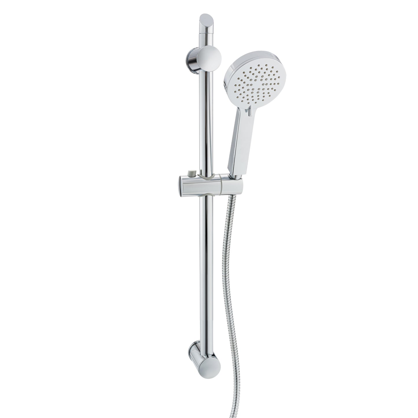 Adjustable Shower Slider Riser Rail Kit With 3 Setting Shower Head, Hose - Chrome