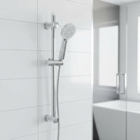 Adjustable Shower Slider Riser Rail Kit With 3 Setting Shower Head, Hose - Chrome