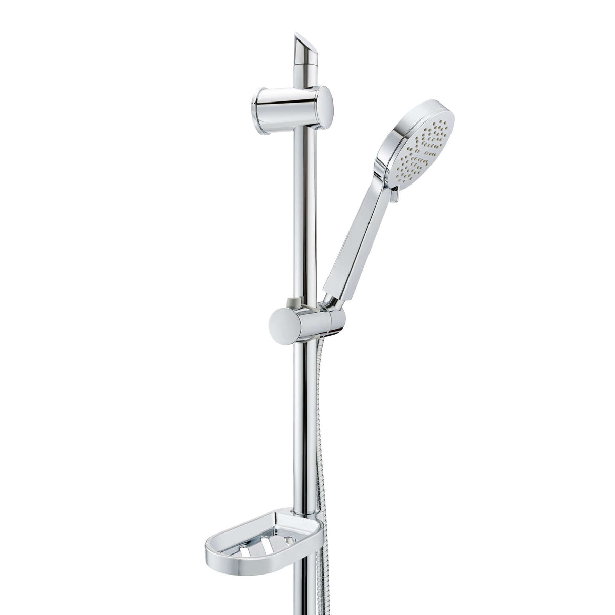 Short Shower Riser Chrome Adjustable Shower Riser Rail + 3 Setting Shower Head