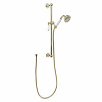 Traditional Shower Slider Rail Kit Lever Design With Brass White Ceramic Handset and Hose - Gold
