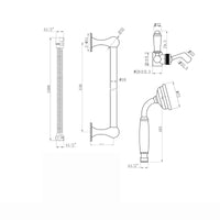 Traditional Shower Slider Rail Kit Lever Design With Brass White Ceramic Handset and Hose - Antique Brass