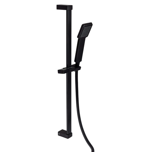 Buy Square contemporary shower slider riser rail kit with handset and hose - black online UK