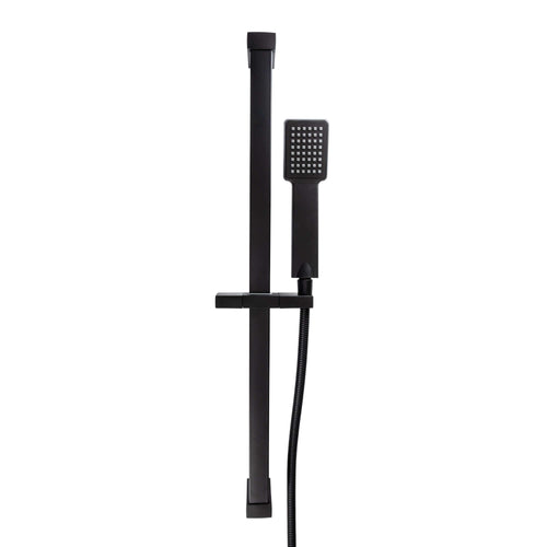 Buy Square contemporary shower slider riser rail kit with handset and hose - black online UK