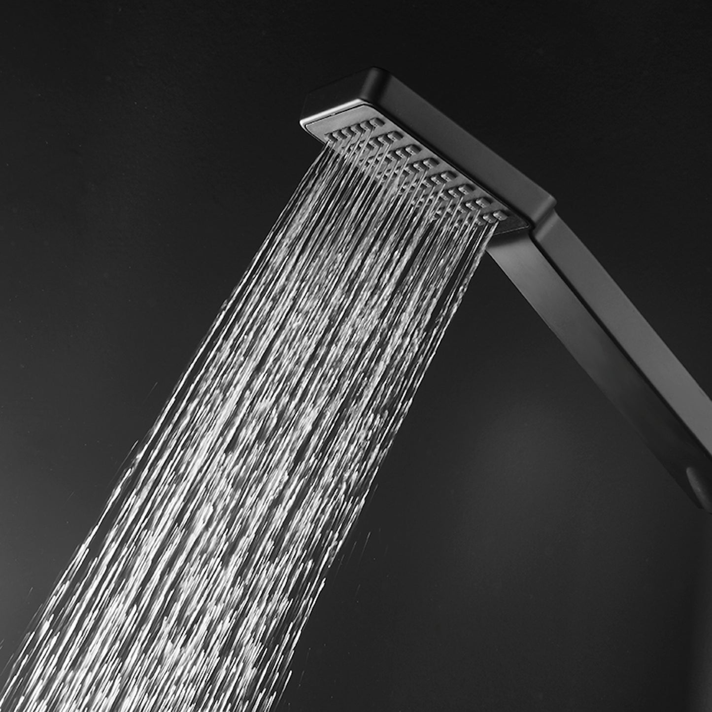 Square contemporary shower slider riser rail kit with handset and hose - black