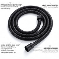 Flex shower hose stainless steel 1.5m standard bore - matt black