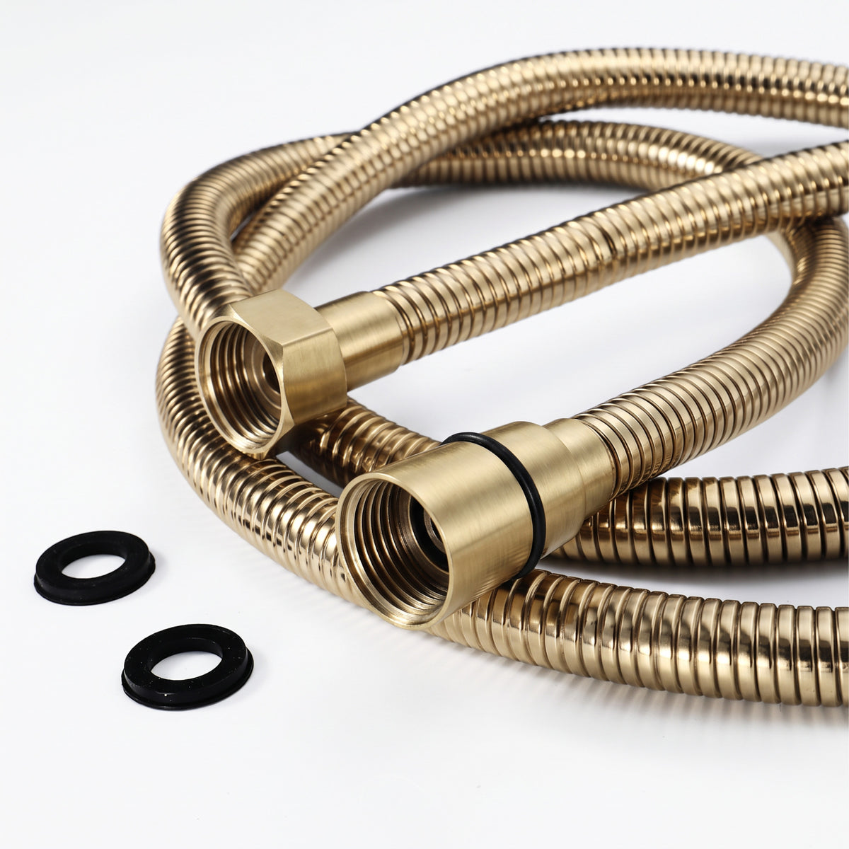 Flex shower hose stainless steel 1.5m standard bore - brushed  brass