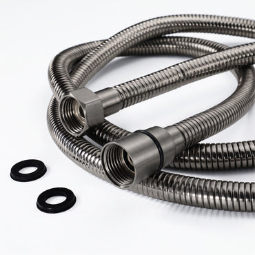 Flex shower hose stainless steel 1.5m standard bore - gunmetal grey