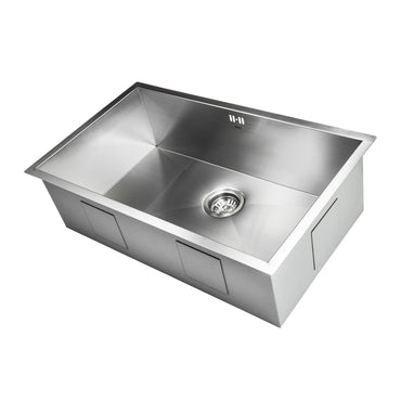Bali 760mm x 455mm 1.0 bowl undermount or topmount kitchen sink with overflow - brushed stainless steel