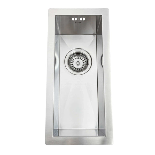 Buy Zero 210mm x 450mm 0.5 bowl undermount or topmount kitchen sink with overflow - brushed stainless steel online UK