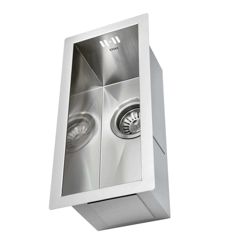 Buy Zero 210mm x 450mm 0.5 bowl undermount or topmount kitchen sink with overflow - brushed stainless steel online UK