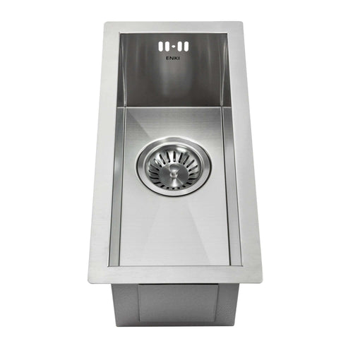 Buy Zero 210mm x 450mm 0.5 bowl undermount or topmount kitchen sink with overflow - brushed stainless steel online UK