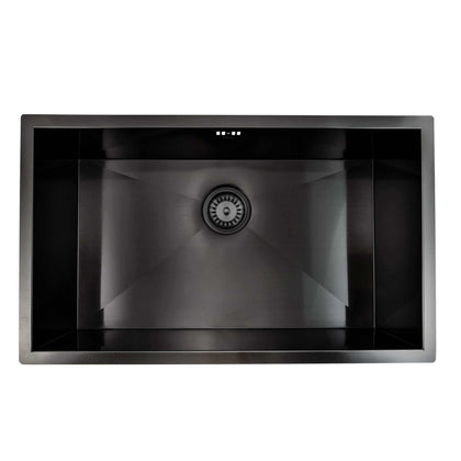 Buy Bali 760mm x 455mm 1.0 bowl undermount or topmount kitchen sink with overflow - gunmetal grey stainless steel online UK