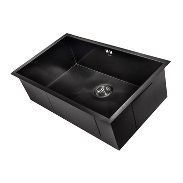 Bali 760mm x 455mm 1.0 bowl undermount or topmount kitchen sink with overflow - gunmetal black stainless steel