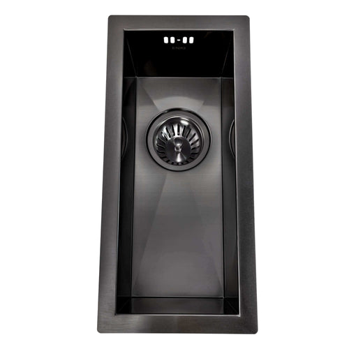Buy Zero 210mm x 450mm 0.5 bowl undermount or topmount kitchen sink with overflow - gunmetal grey stainless steel online UK