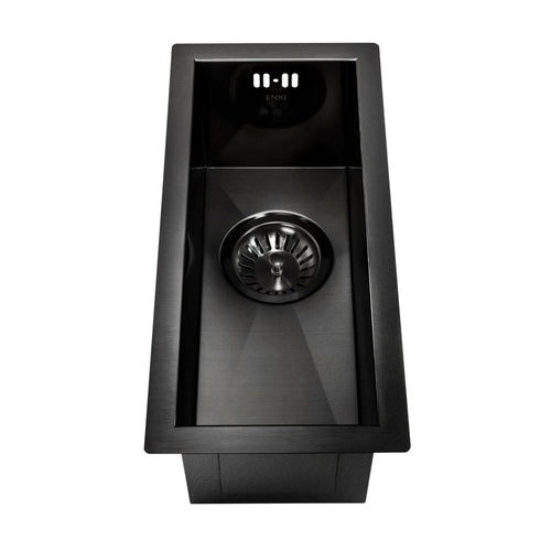 Buy Zero 210mm x 450mm 0.5 bowl undermount or topmount kitchen sink with overflow - gunmetal grey stainless steel online UK
