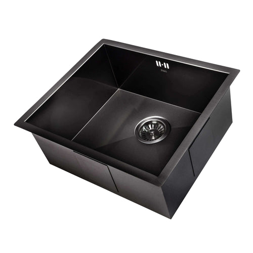 Buy Axia 500mm x 430mm 1.0 bowl undermount or topmount kitchen sink with overflow - gunmetal grey stainless steel online UK