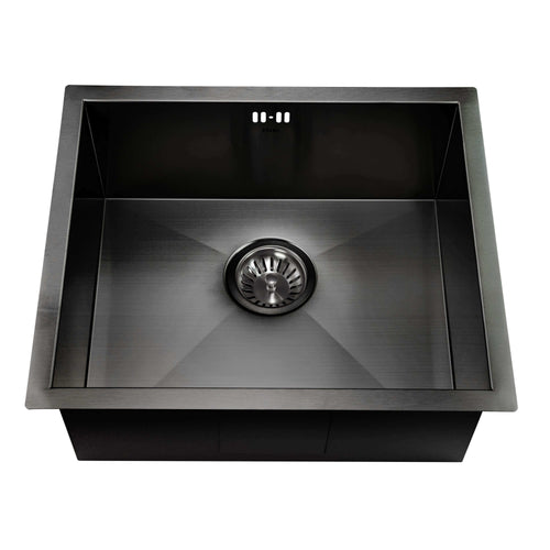 Buy Axia 500mm x 430mm 1.0 bowl undermount or topmount kitchen sink with overflow - gunmetal grey stainless steel online UK