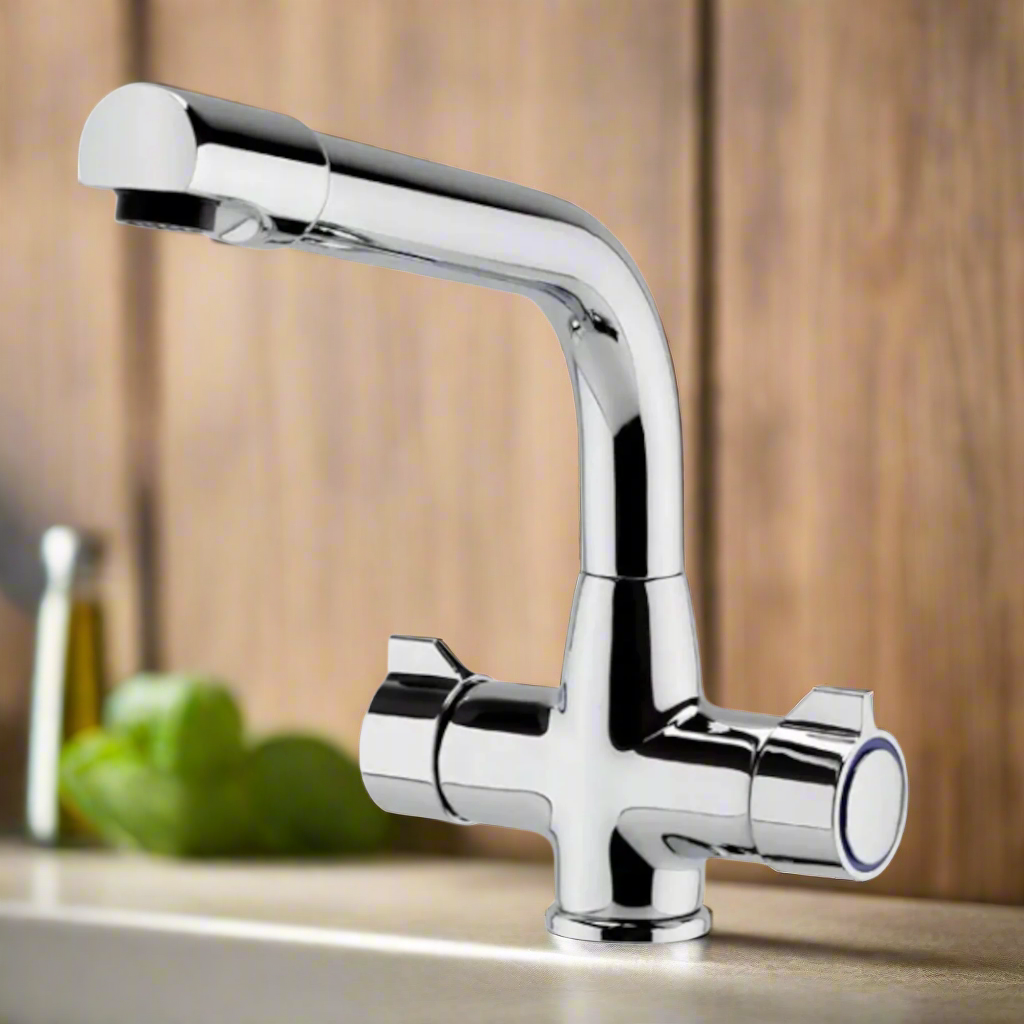 Alpha dual flow kitchen sink tap twin lever - chrome